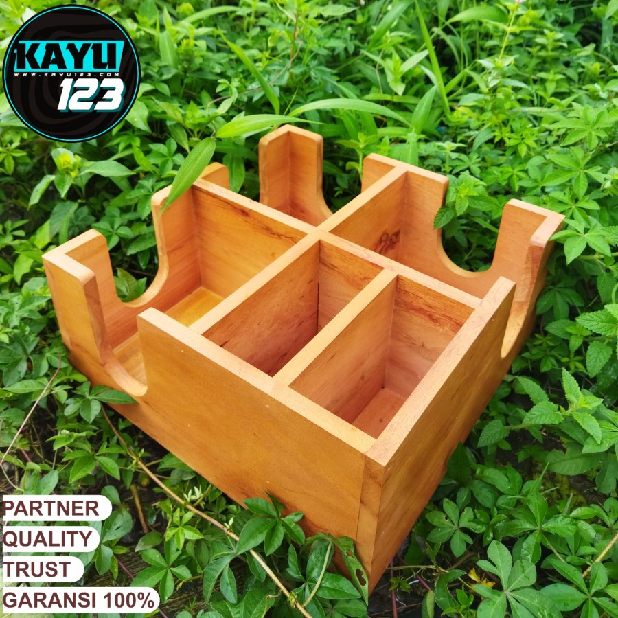 Cup Holder Paper Holder Rak Organizer Gelas Kertas Plastik Model Kayu