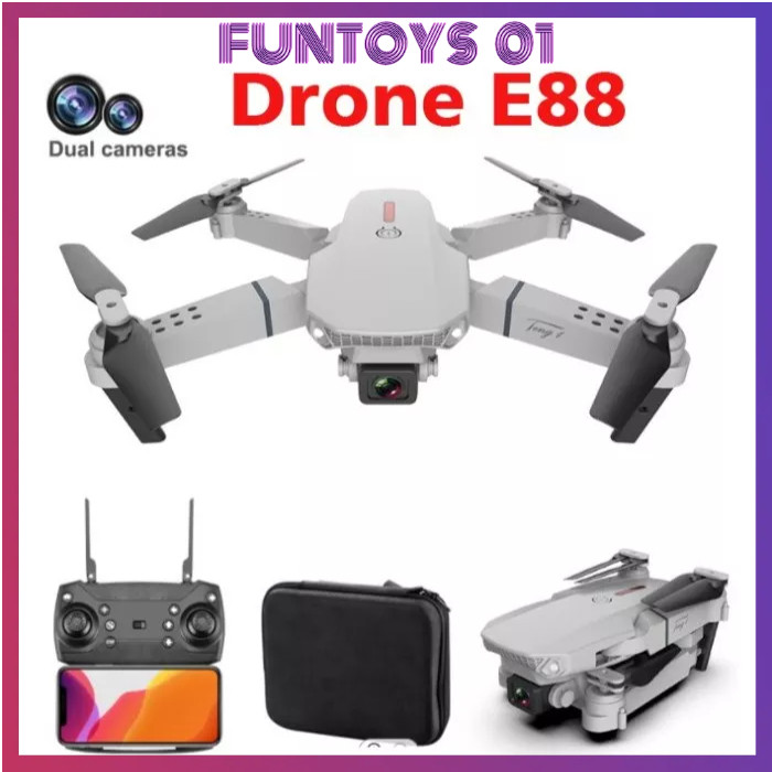 <COD>RC Drone E88 Pro 4K Dual kamera jarak jauh 5km Avoid Obstacles Foldable Quadcopter Drone Pro Fo