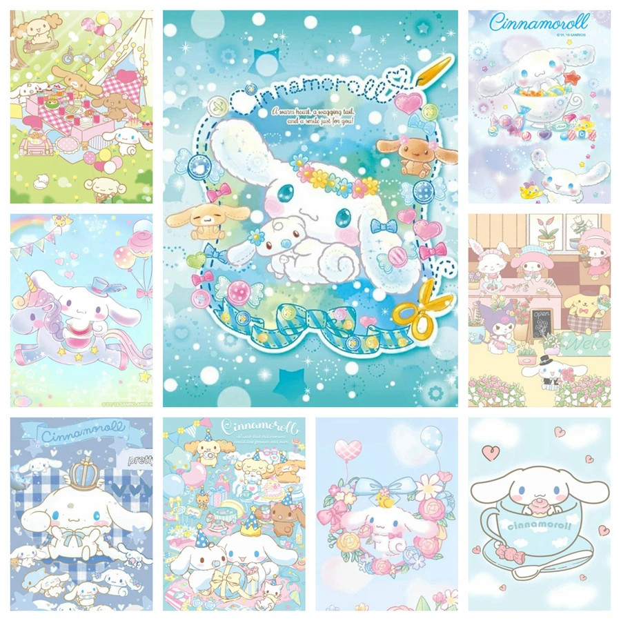 

Sanrio DIY full diamond diamond painting Cinnamoroll Dog mosaic paste cross stitch set living room bedroom decoration painting