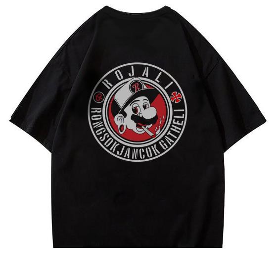 Kaosbro - Kaos Baju Rojali Cowok - Cotton Combed 30s Kain Katun - HITAM