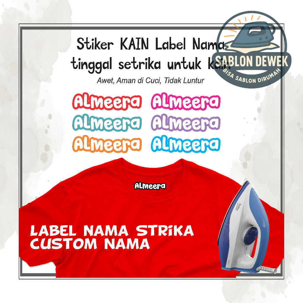 

SEHARI JADI !! Stiker Kain Custom . Stiker Label Nama Kain Baju Anak Sablon Setrika sticker aesthetic custom