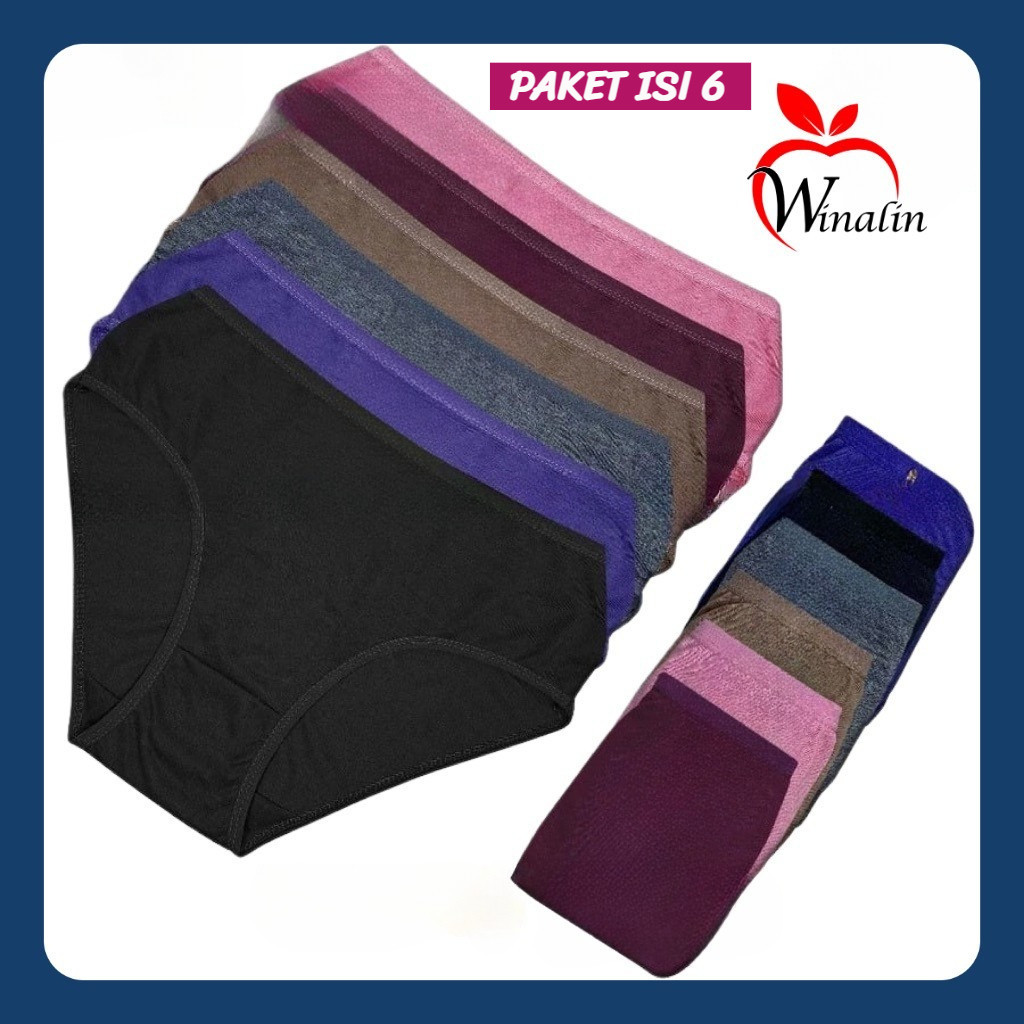 Winalin Official CD Winalin Isi 6pcs Celana Dalam Wanita Winalin Celana Dalam Wanita Bahan Katun