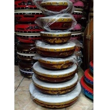 Rebana Jepara Ukir kualitas terbaik Lengkap Tas & 2 Tamborine  kayu pilihanCO