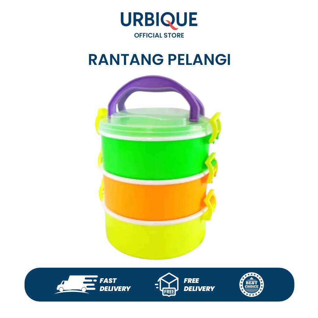 Rantang Plastik 3 Susun & 2 Susun Pelangi – Rantang Makan Serbaguna Praktis untuk Piknik & Bekal