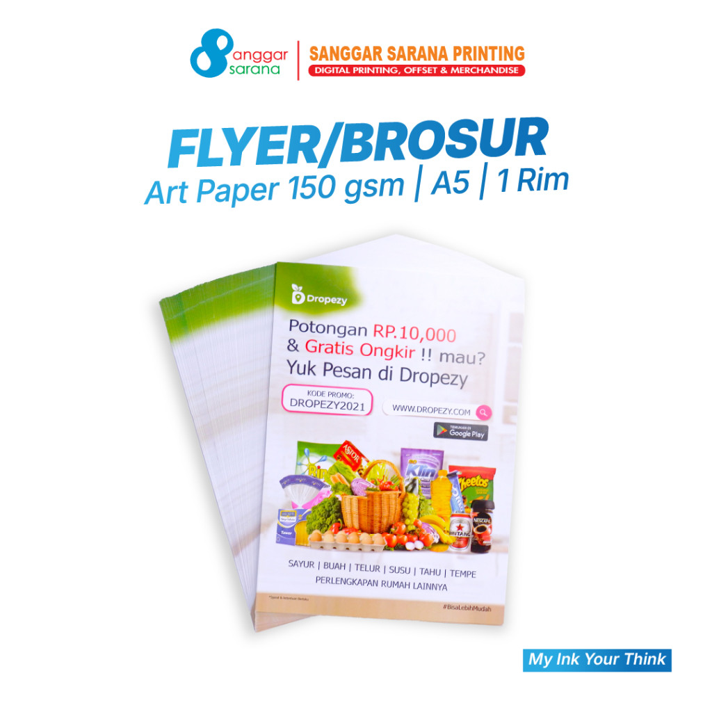 

Brosur/Flyer Custom Bahan Art Paper 150 Gr 1 Sisi | 2 Sisi Ukuran A5 1 Rim (500 Lembar)