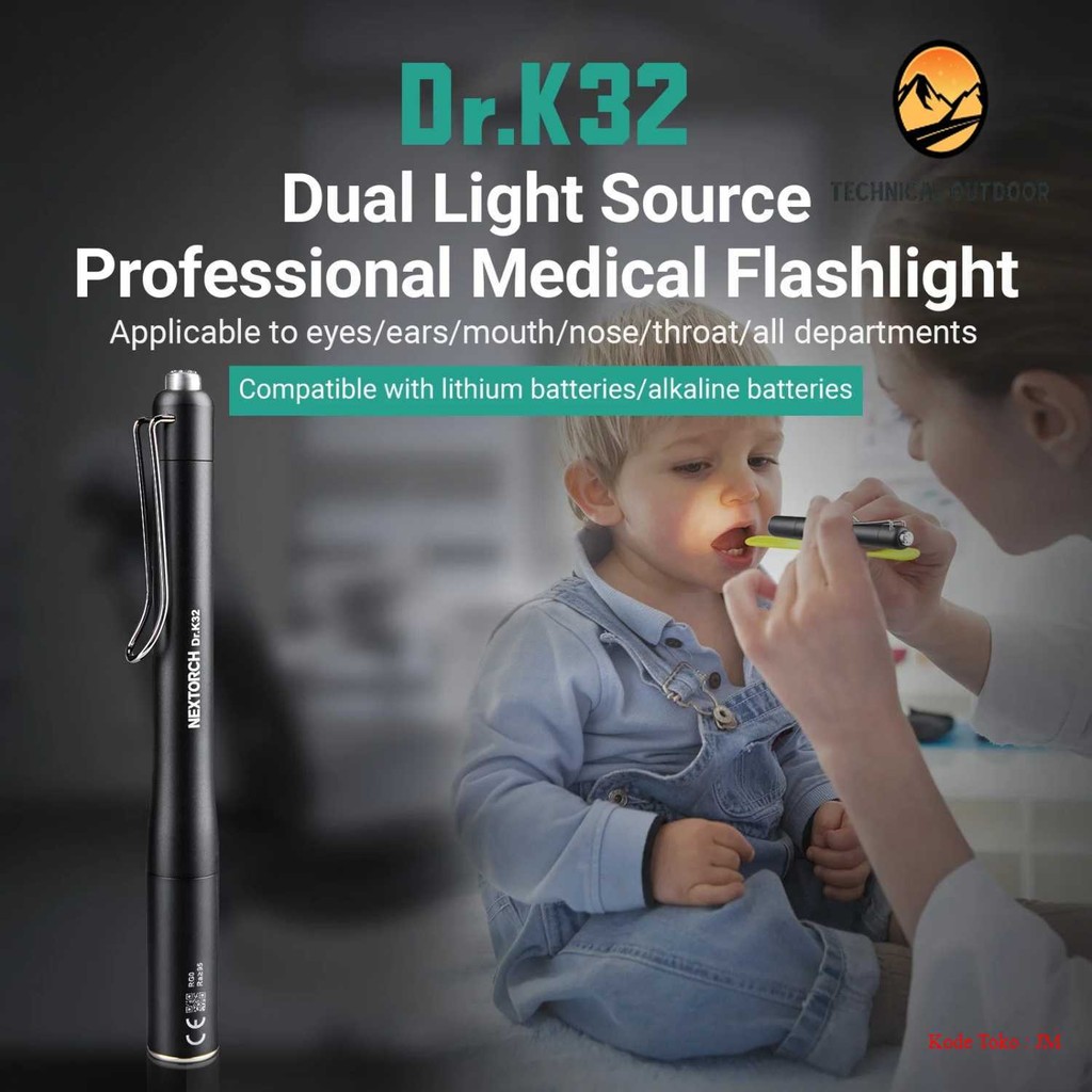Senter Medis LED Flashlight Waterproof 2in1 Color - Dr.K32 | LED Super Terang | COB & Rechargeable |
