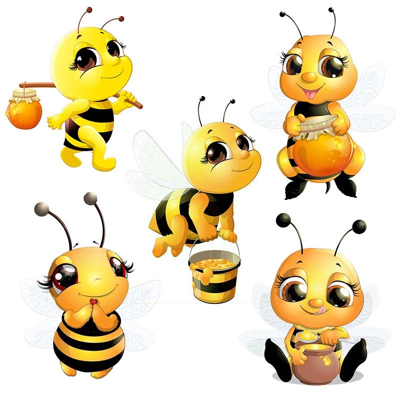 

M461 Cute Little Bee Cartoon Insect Wall Sticker Children's Bedroom Decoration Sticker Kindergarten Refrigerator Toilet Decal
