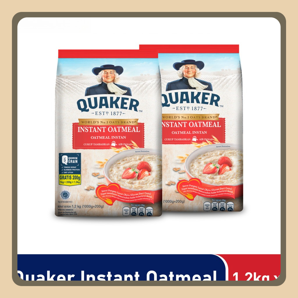 

Quaker Instant Oatmeal 1200 Gr - Twin Pack, Serat Tinggi, Beta Glucan
