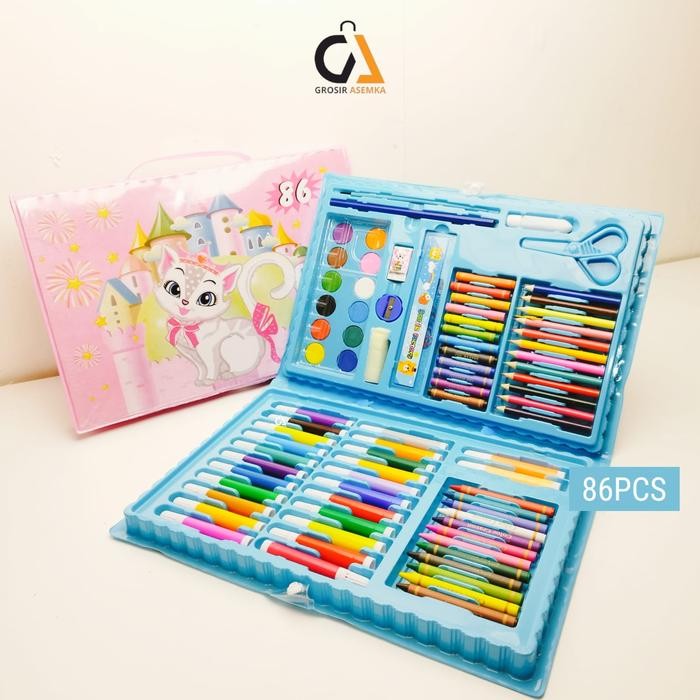 

TERLARIS! GROSIR COD Crayon Set isi 68Pcs dan 86 Pcs Pensil Krayon Warna Cat Air / Perlengkapan Sekolah Menggambar Anak / Alat Warna Melukis Stationery - 86PCS SET BLUE, Crayon Set