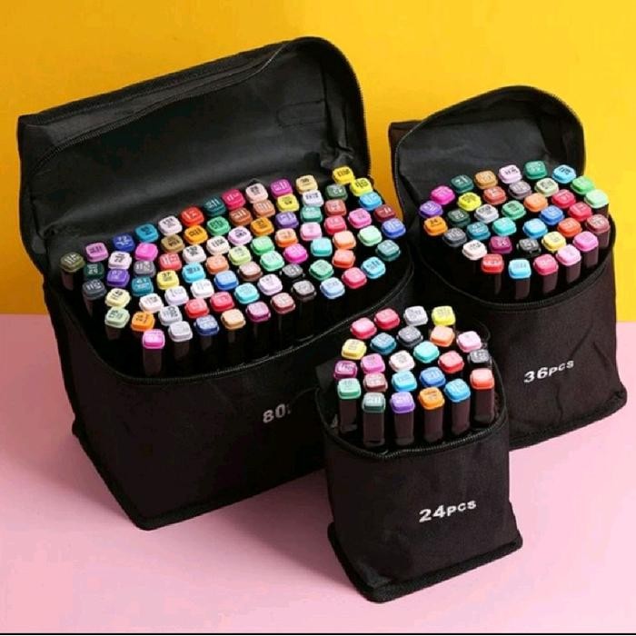 

TERLARIS! Touch marker art spidol sketsa 24 36 48 60 80 Hitam Pen - 60 psc