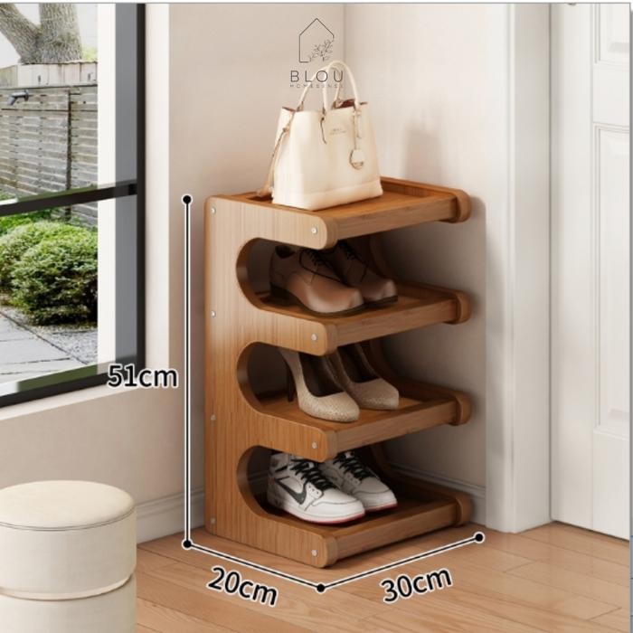 Blou Rak Kayu Aesthetic Estetik Kitchen rack seasoning storage rack rak kayu bambu gelas bumbu dapur