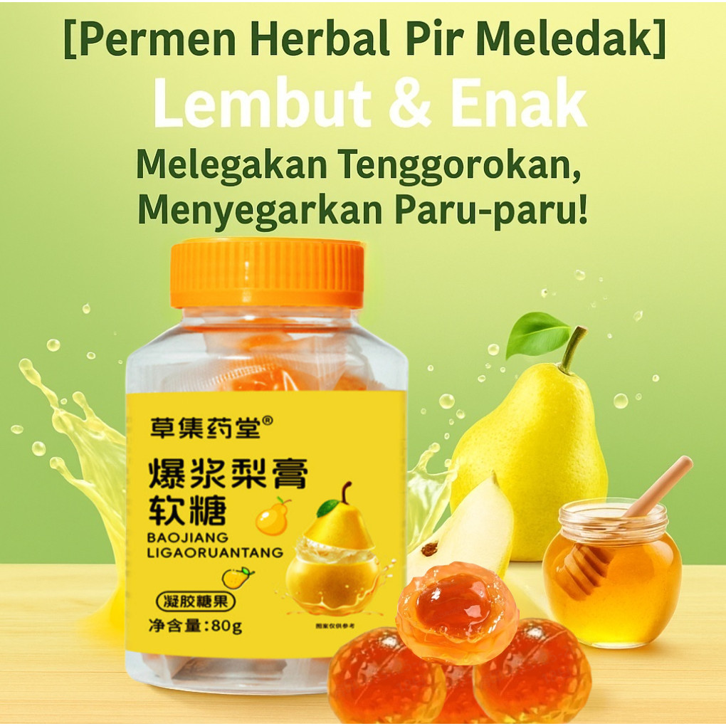 

❤️【COD/Permen Herbal Pir Meledak】Lembut & Enak – Melegakan Tenggorokan, Menyegarkan Paru-paru