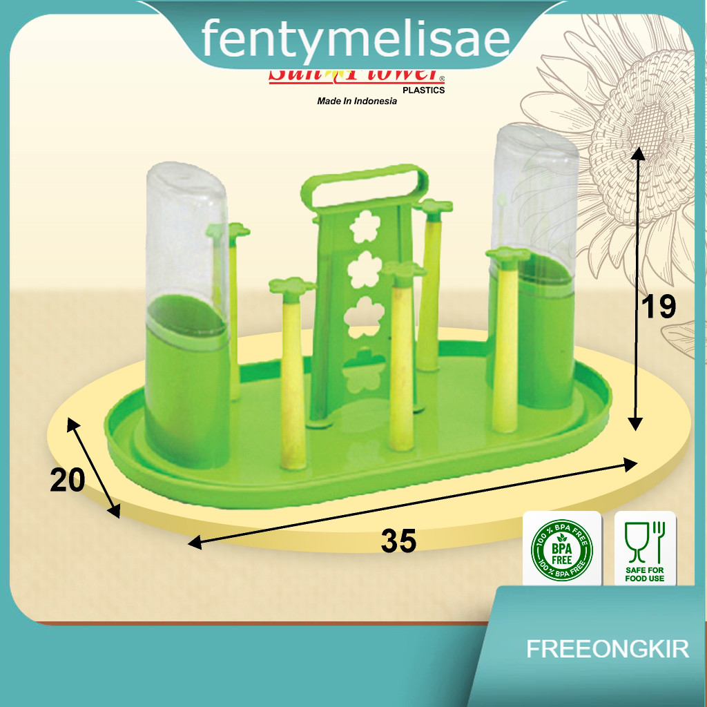 fentymelisae Rak Gelas / Tempat Gelas Plastik / Rak Gelas plus tempat Sendok Tutup / Stand Glass Max