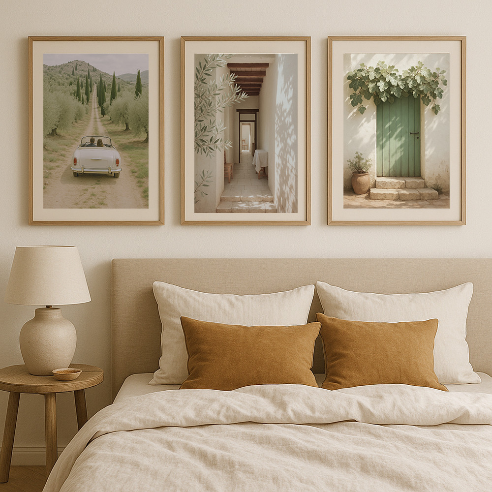 

Nordic Italy Landscape Wall Art Prints Mediterranean Plant Poster Minimalist Street Canvas Painting for Living Room Bedroom