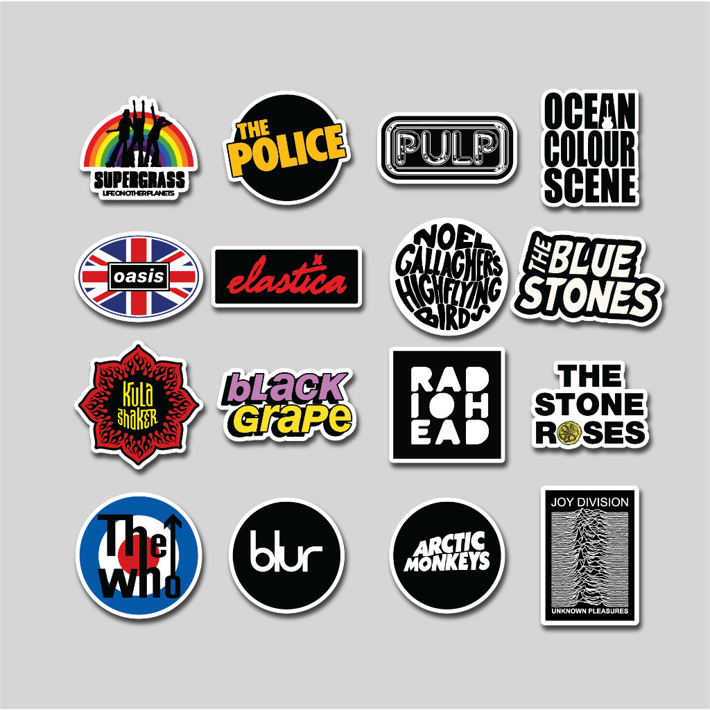 

Sticker Pack Britpop Band | Sticker Tumbler | Stiker Laptop Koper Helm