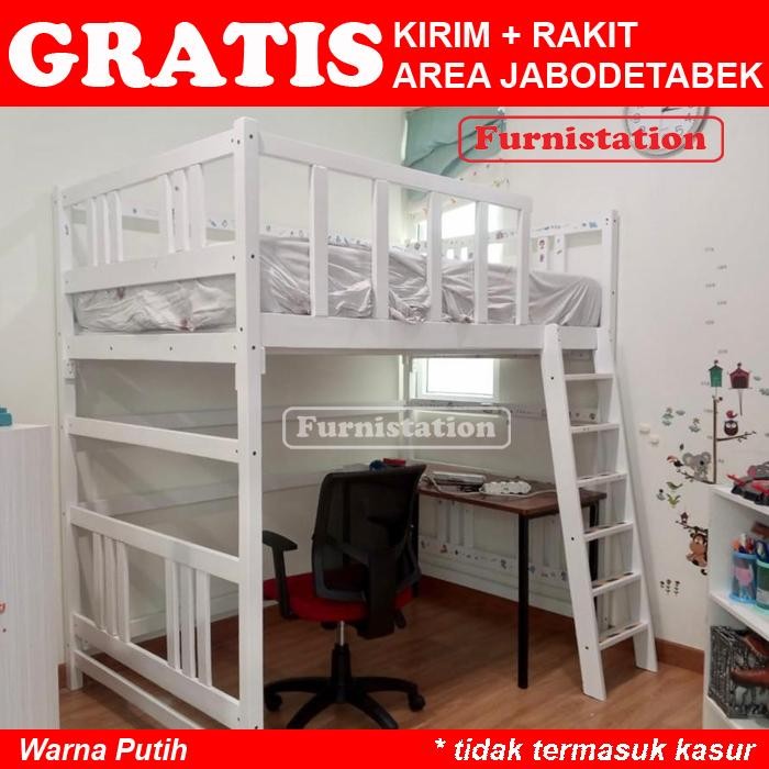 Loft bed Ranjang Tingkat Tinggi Loftbed 1 orang Tanpa Meja - 90x200