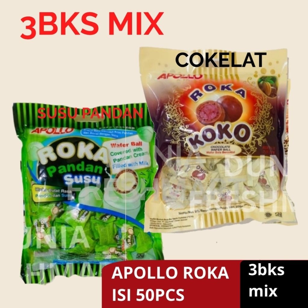 

[Paket ISI 3BKS] APOLLO ROKA ISI 50PCS/300GR RASA KOKO/PANDAN/SUSU WAFER BALL BERSALUT COKELAT COKLAT BOLA