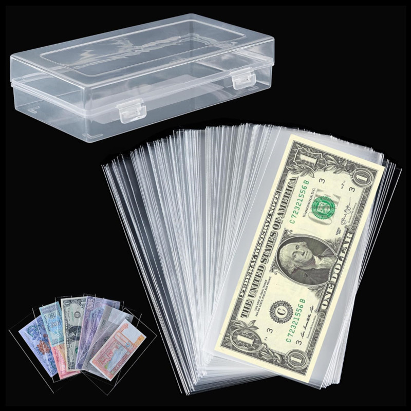 

100pcs Paper Money Album Banknotes Currency Collection Sleeves Protector Bag Bill Souvenir Banknote Note Collection Bag