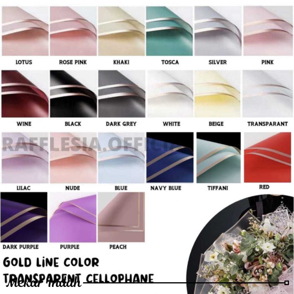 

[5 LEMBAR] Flower Wrapping Paper Varian List Gold Emas Kertas Buket Bunga Cellophane Florist goldline