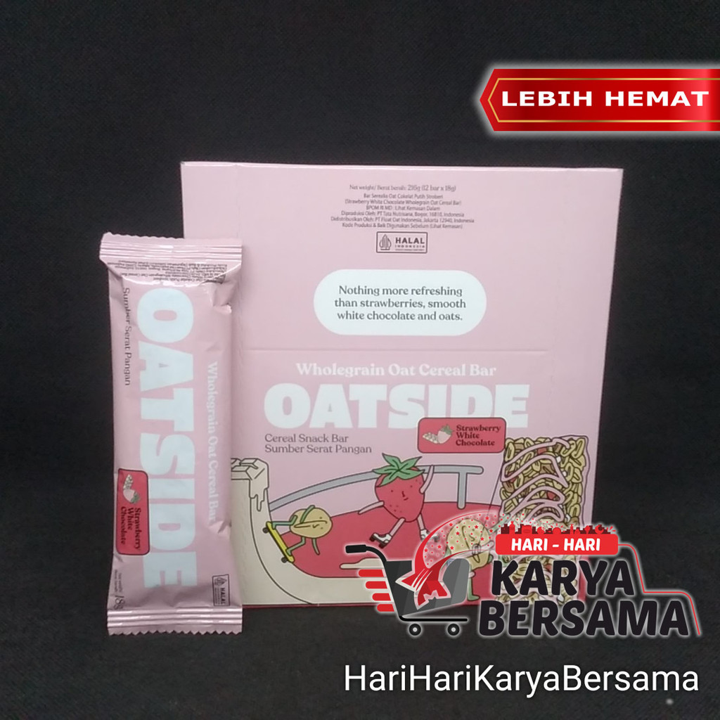 

MAKANAN RINGAN OATSIDE WHOLEGRAIN OAT CEREAL BAR STRAWBERRY PER BOX 12'S X18GR