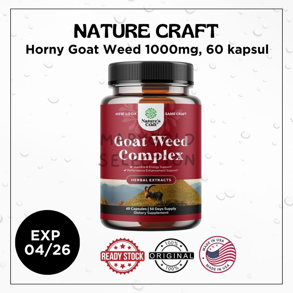 Nature's Craft Horny Goat Weed 1000mg 60 kapsul tongkat ali saw palmetto panax ginseng MACA Stamina 