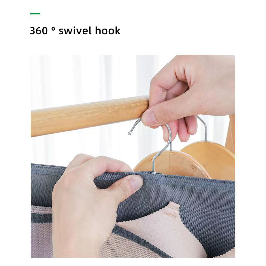 Double Sided Underwear Storage Hanging Bag Dormitory Home Wardrobe Hanging Wall Foldable Bag Underwe