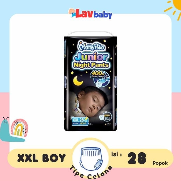 XXL28 - Mamypoko Junior Night Pants XXL 28 Diapers Popok Bayi - XXL28 BOY, ECERAN