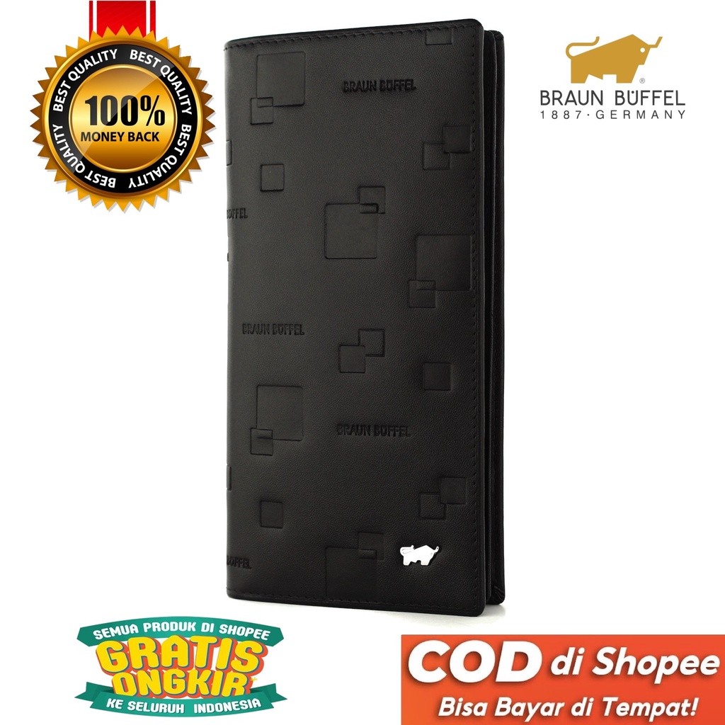 BRAUN BUFFEL Dompet Panjang Pria Bahan Kulit Sapi Asli Lipat Long Men Wallet Premium Import 01-08