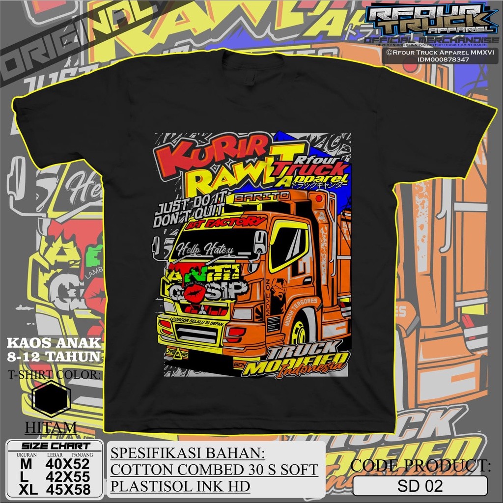 VIRAL Kaos truck kurir rawit anak Kaos truck anti gosip anak Kaos truck anak umur 8-12 tahun Kaos tr