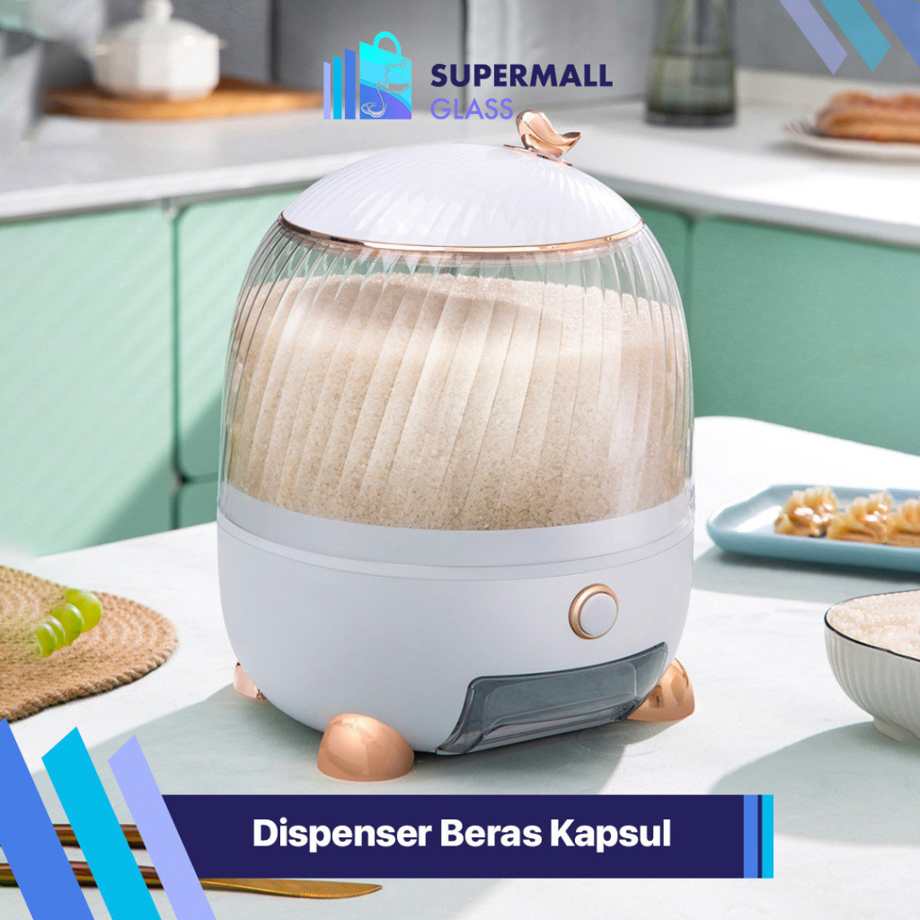 [WMK] COD | Dispenser Beras Estetik Kapsul Mewah Antik | Rice Dispenser | Wadah Penyimpanan Beras | 