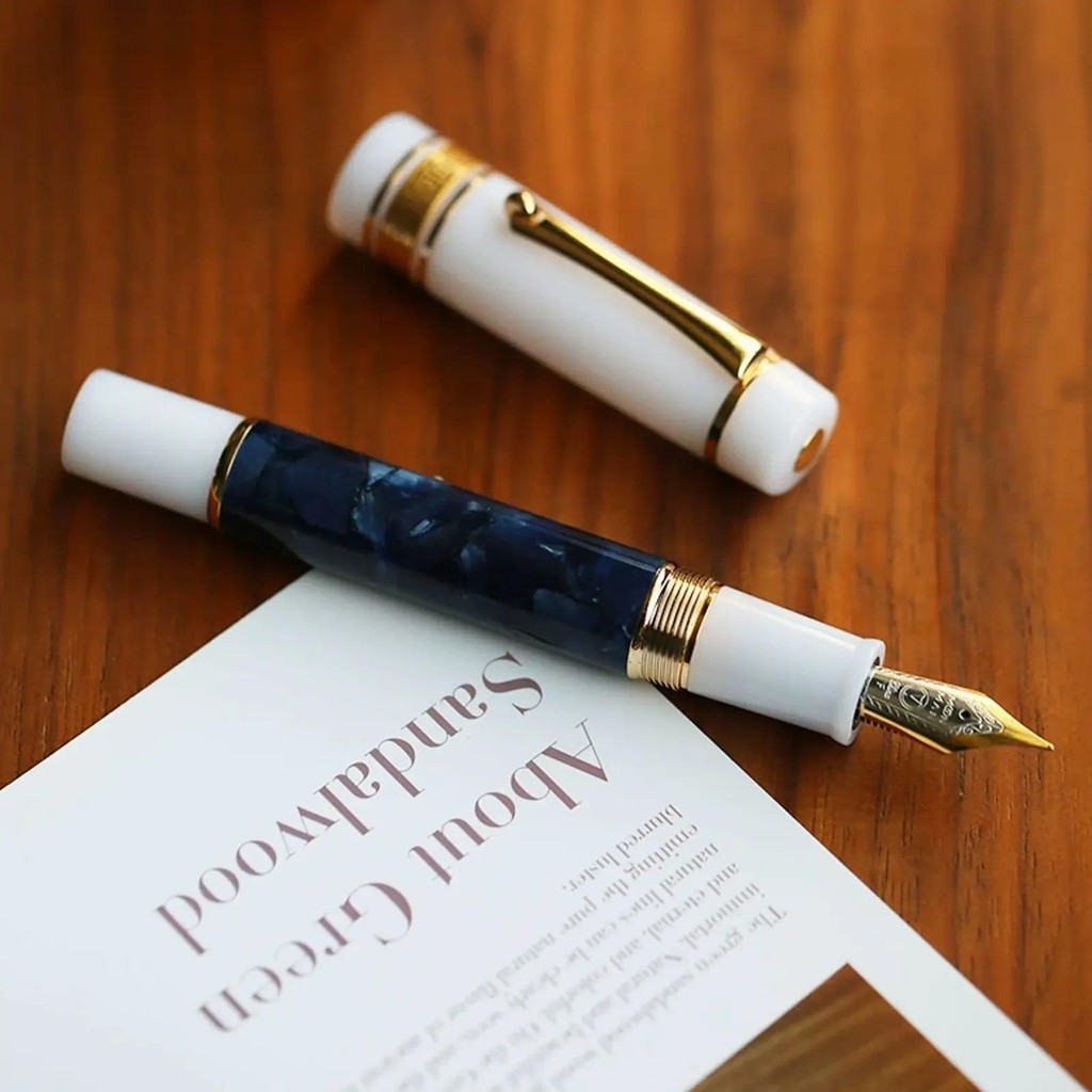 

MOONMAN M400 Resin Fountain Pen #6 golden sliver EF/F Nib with Converter smooth Writing Ink Pen Office school supplies gift pens