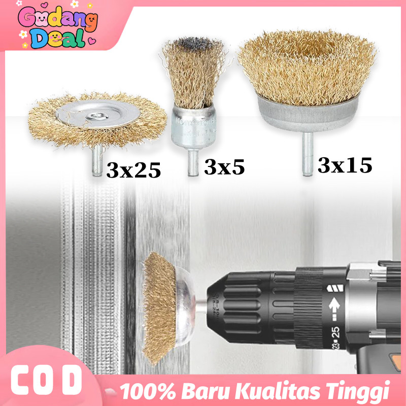 Sikat Kawat Mini Kombinasi Set 9pcs Mata Bor Sikat Kawat Sikat Gerinda Kawat Wire Brush Gerinda