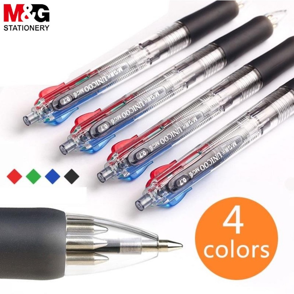 

M&G Bolpen Cetekan ABP80371 Puplen Pegangan Karet 4 in 1 Tinta Pena Hitam Biru Hijau Merah 0.7mm