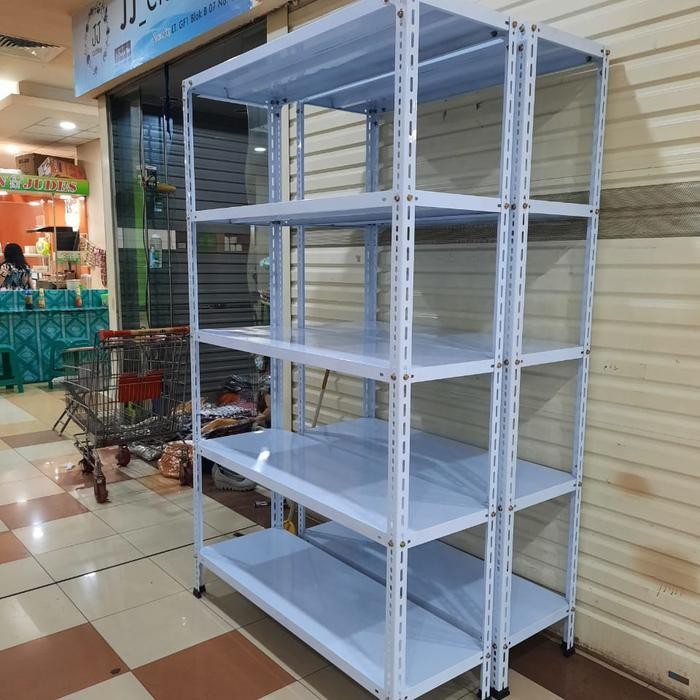 Rak Siku Besi 5 Ambalan 100 x 50 x 200 cm (P x L x T) - Putih