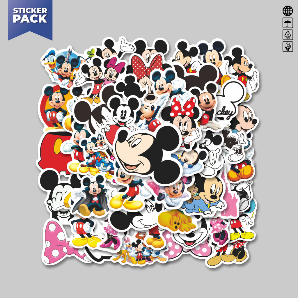 

[100PCS]Stiker Pack Sticker Kartun Mickey Mouse Aesthetic Vinyl Anti Air Dekorasi Sticker Laptop Buku Journal Koper Helm Casing HP Gitar Helm Skateboard