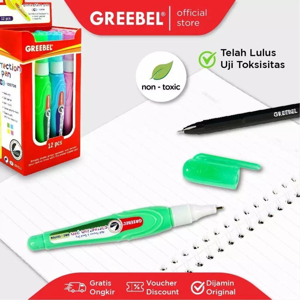 

Correction Pen Tip Ex Cair Penghapus Pulpen Tip-ex Greebel GBC-120708 (PCS)