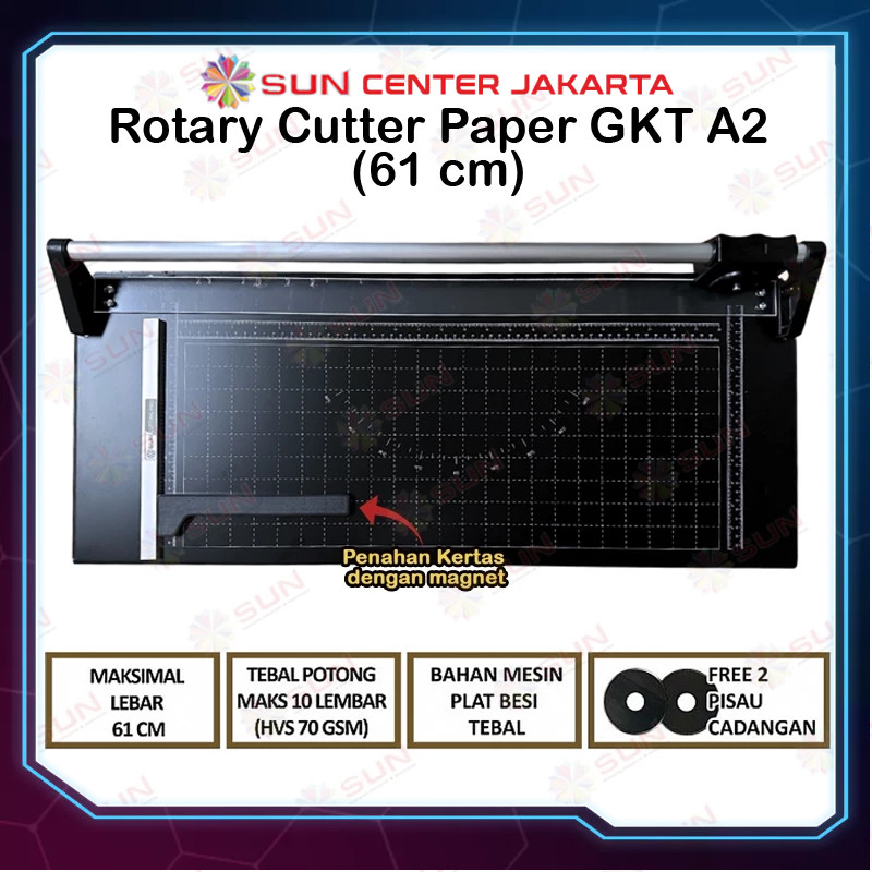 Rotary Paper Cutter Trimmer A2 / A1 vertikal 61 cm - Alat Potong / Pemotong kertas HVS, Kertas foto 