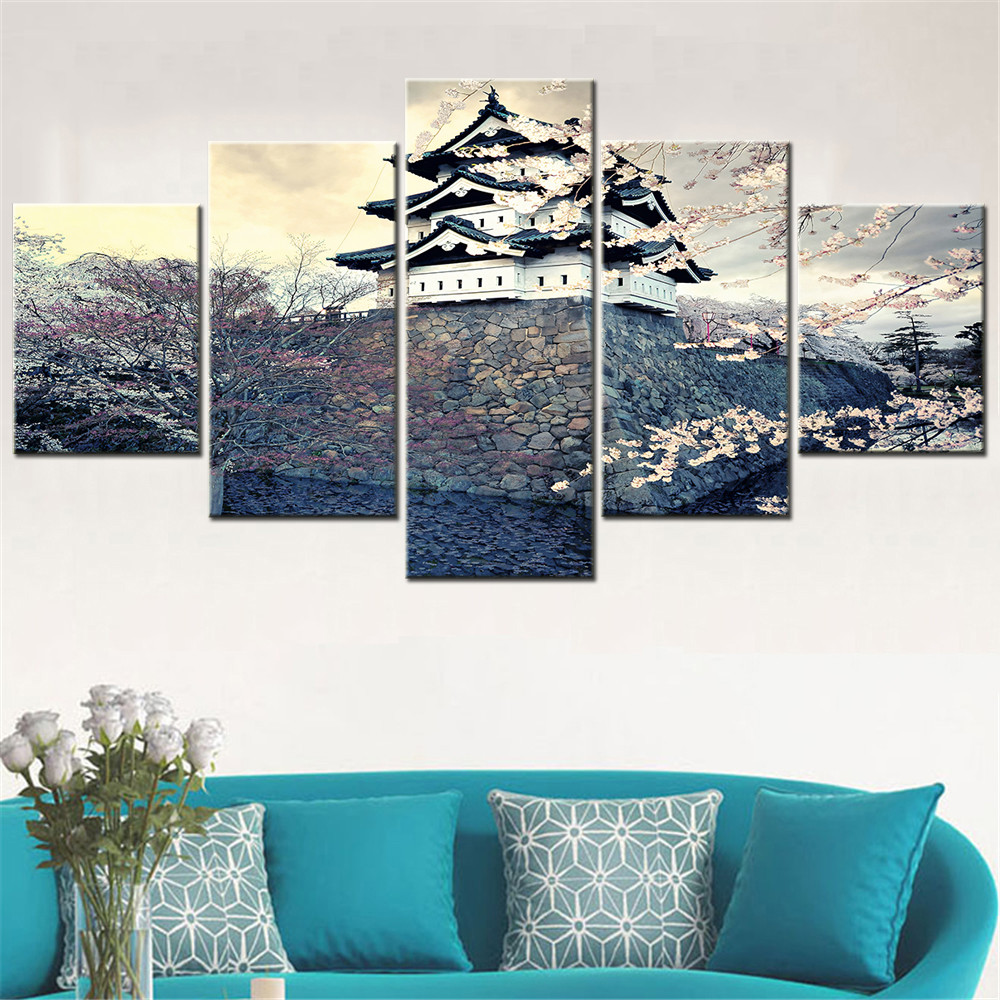 

Hirosaki Castle Japan Landscape Painting Modular Wall Art Canvas Prints Kawaii Room Decor Posters Interior Home Decoration