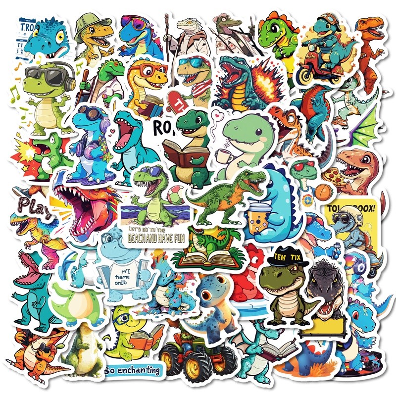 

10/30/50PCS Kawaii Fashion Dinosaur Sticky PVC Sticker Aesthetic Stationery DIY Decoration Scrapbooking School Supplies for Kids