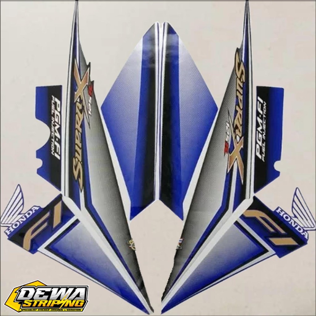 Striping honda supra x 125 r 2009 2010 pgm fi body biru list standar