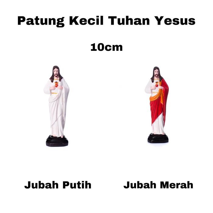 Patung Kecil Tuhan Yesus Merah 10cm-Patung Rohani - Patung Yesus Mini - Putih