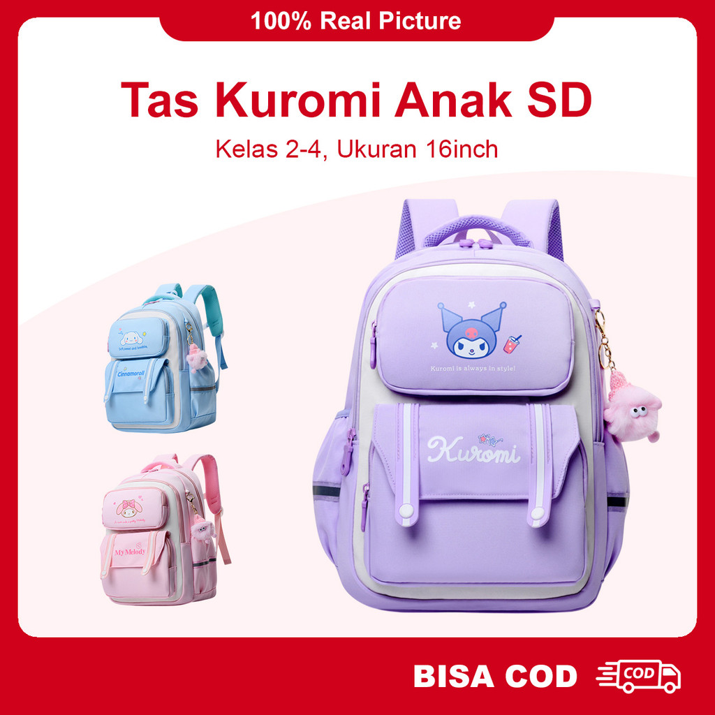 Tas Anak SD Perempuan Kelas 2-6 Gratis Gantungan Lucu Ukuran Besar Umur 7-12th  | 0897 Kivaro