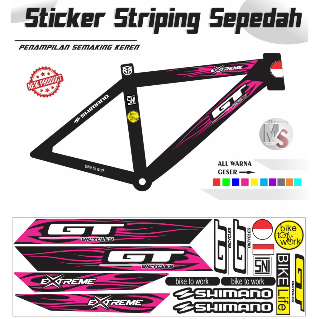 STICKER Striping Variasi Bike Stiker Sepeda Set GT EXTRIME STILE Y53