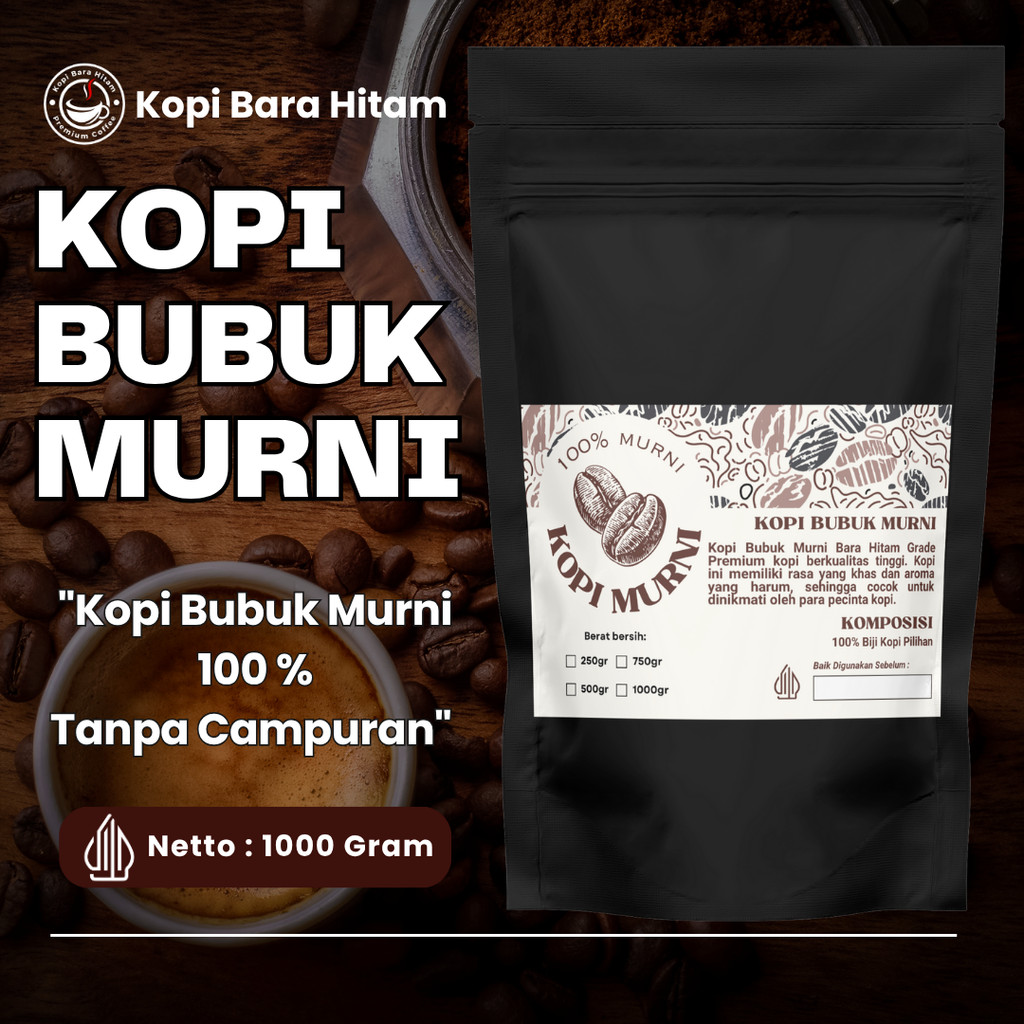 

Kopi Bara Hitam - Bubuk Kopi Murni 1 Kg 100% Tanpa Campuran [ Murah & Berkualitas ] Giling Halus Kualitas Premium