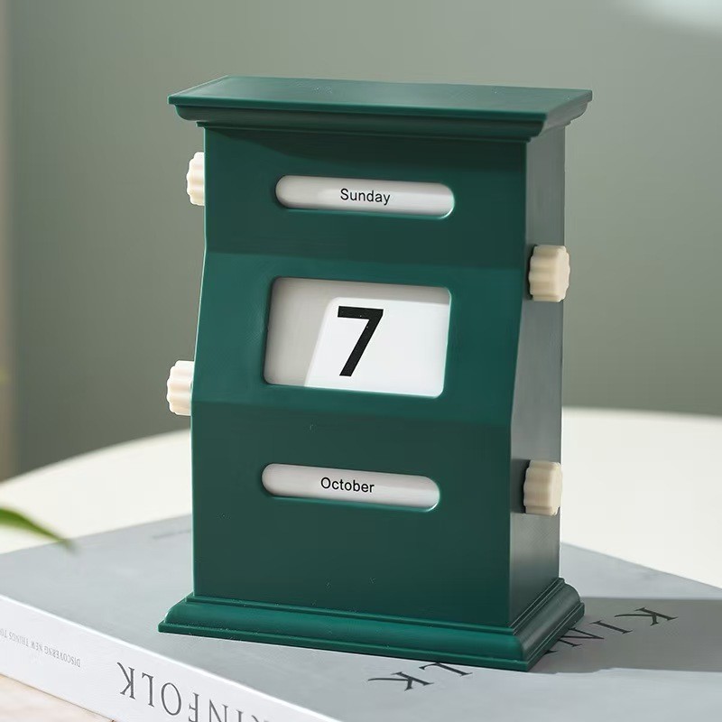 

KAYDEN STORE Kalender Putar Retro Hiasan Meja Perpetual Calendar Permanen Calender Desktop Kalender