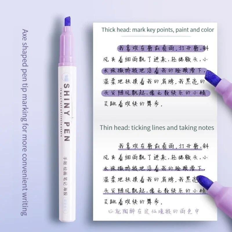 

4 Color/Set Glitter Kawaii Glitter Highlighters Markers for Sparkling Note-Taking Planner Bible Journaling Japanese Stationery