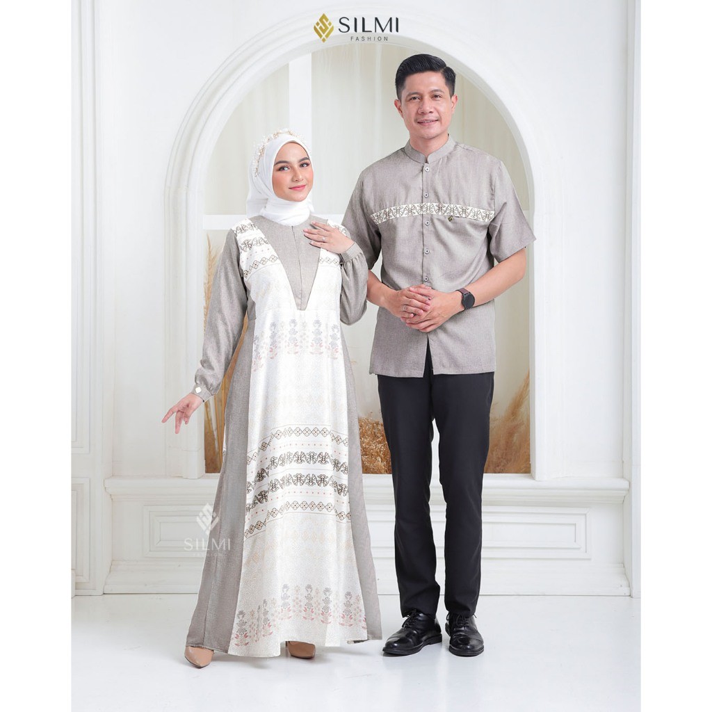 Silmi Official || Gamis Couple Pasangan Simple Premium || Inayah Family By Silmi Gamis Kondangan Mew