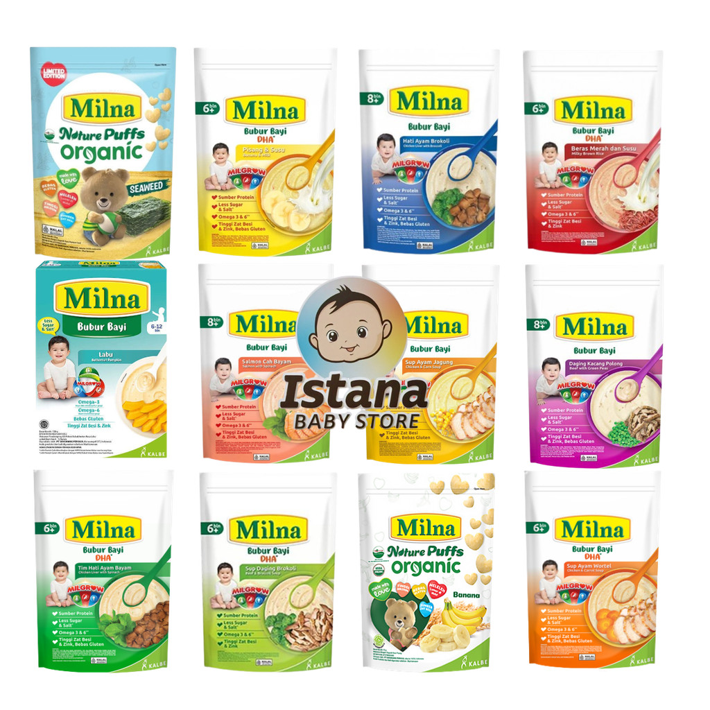 Milna Bubur Tim Bayi 6 bulan 8+ Sachet Organic MPASI Kalbe Bubur Bayi Istana Baby