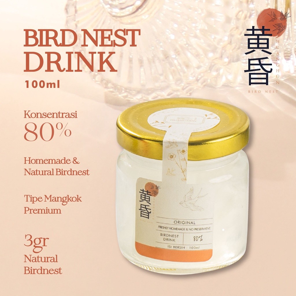 

MINUMAN SARANG BURUNG WALET(100ml - 3gr bird nest SANGAT KENTAL DAN BERSERAT) - HUANGHUN BIRDNEST