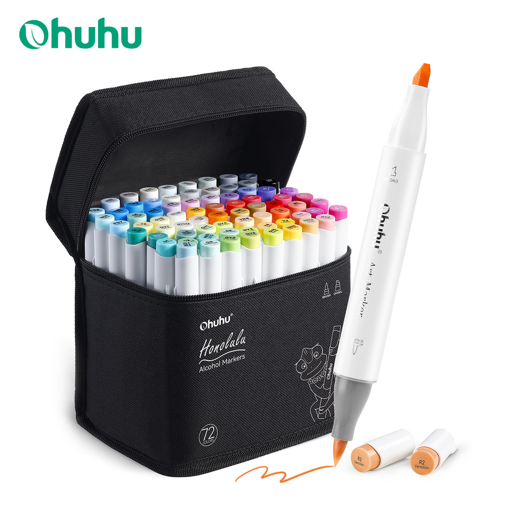

Ohuhu Honolulu 72 Colors Marker Pen Set Alcohol Art Markers Refillable Dual Tips Sketching Drawing Manga School Art Supplies